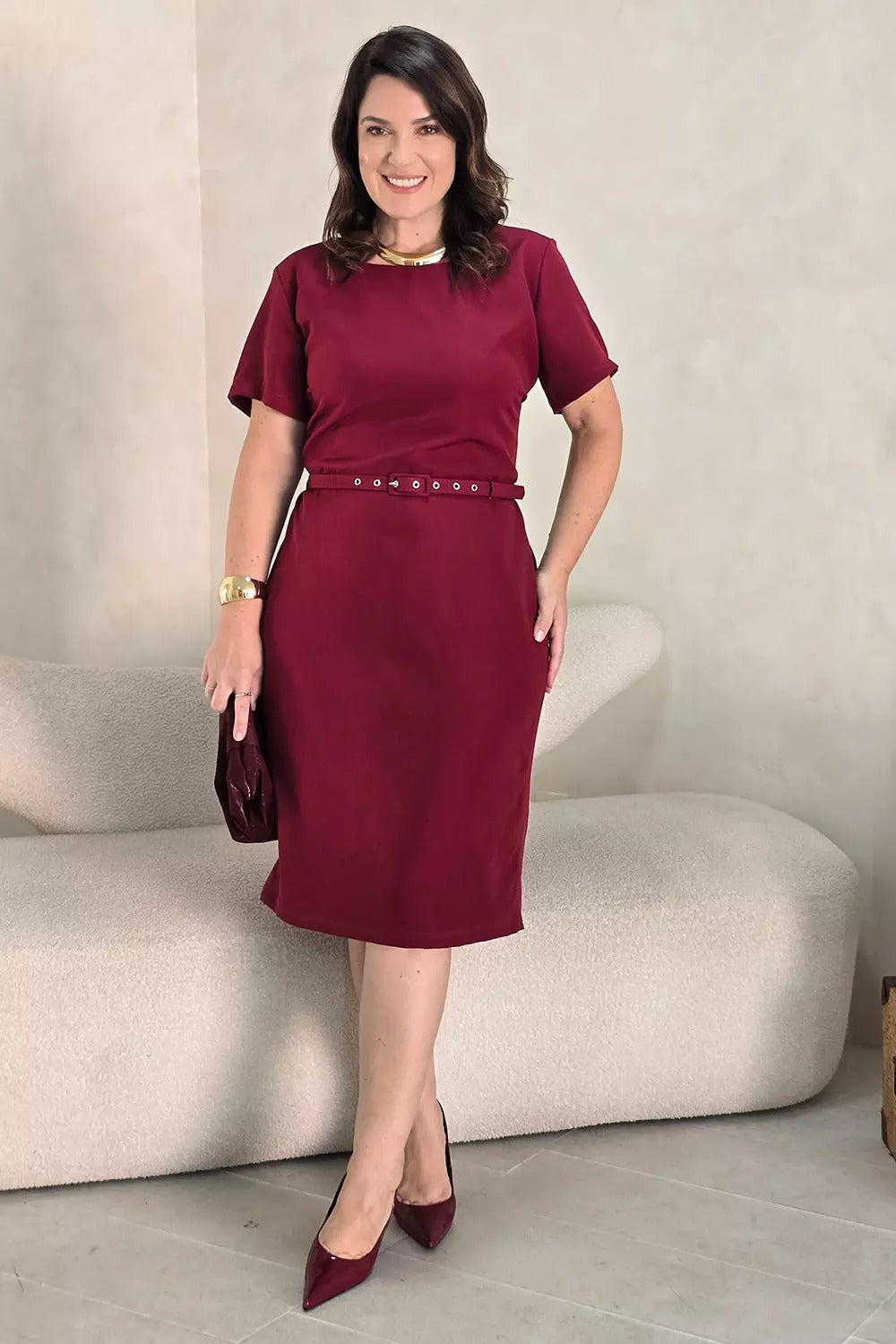 Vestido Tubinho com Cinto