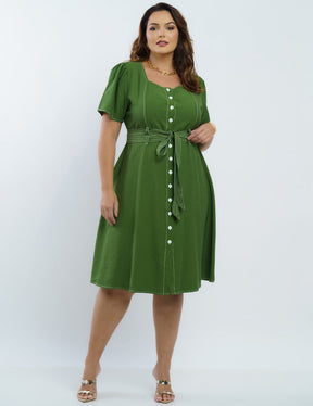 Vestido Curto Viscose Encorpado Com Pesponto