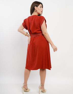 Vestido Curto Linho Misto Com Pesponto