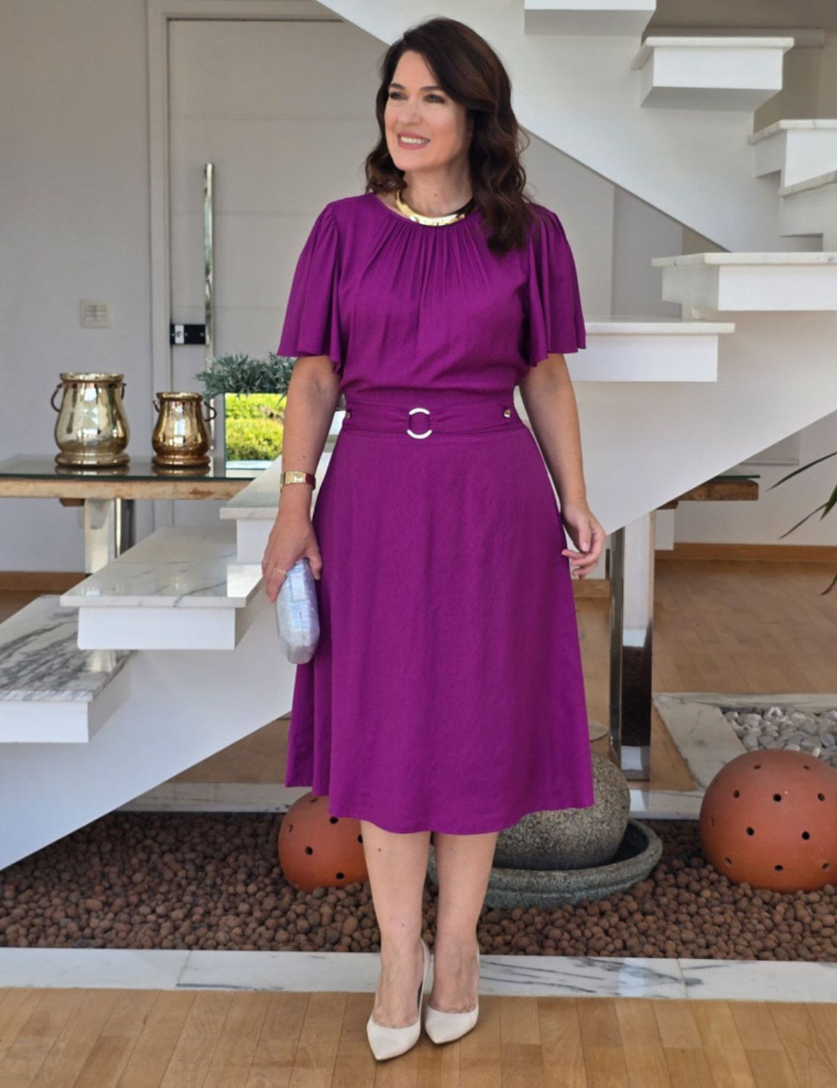 Vestido Curto Poliviscose Com Argola
