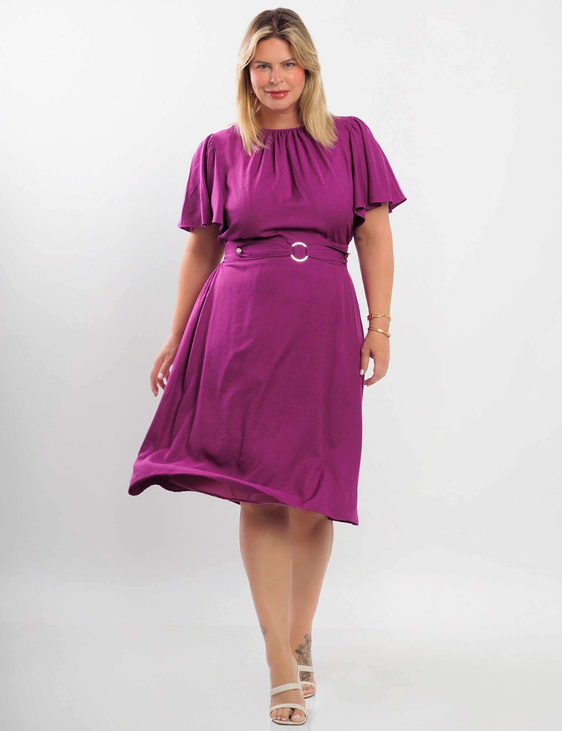 Vestido Curto Poliviscose Com Argola