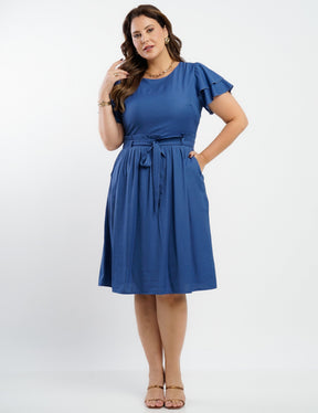 Vestido Curto Poliviscose Com Cinto