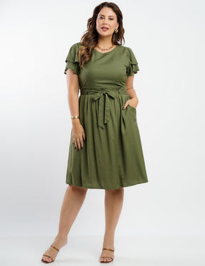 Vestido Curto Poliviscose Com Cinto