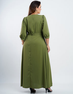 Vestido Longo Crepe Zíper Bolso