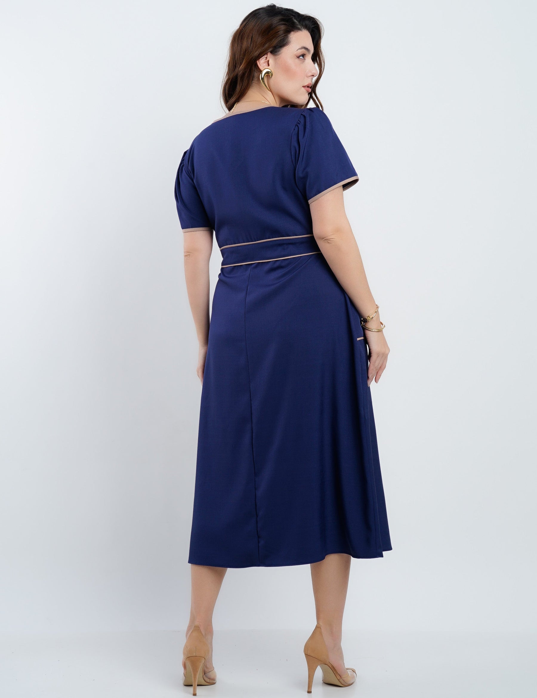 Vestido Midi Alfaiataria Com Vivo