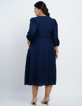 Vestido Midi Linho Misto Com Detalhe Trança