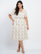 Vestido Curto Linho Misto Com Bordado