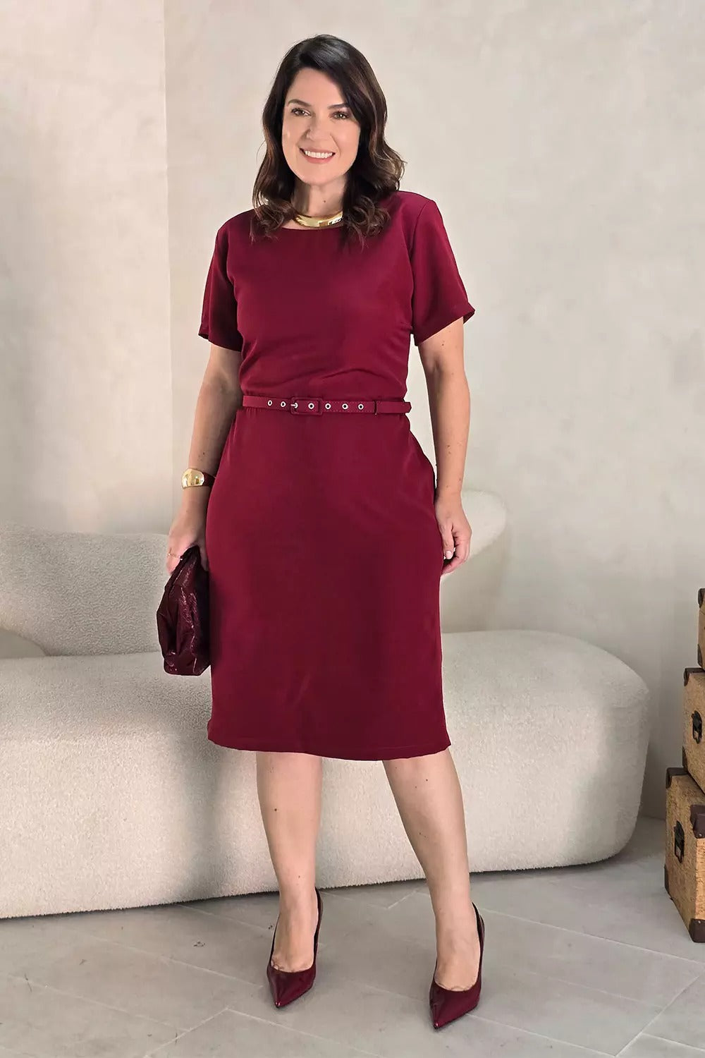 Vestido Tubinho com Cinto