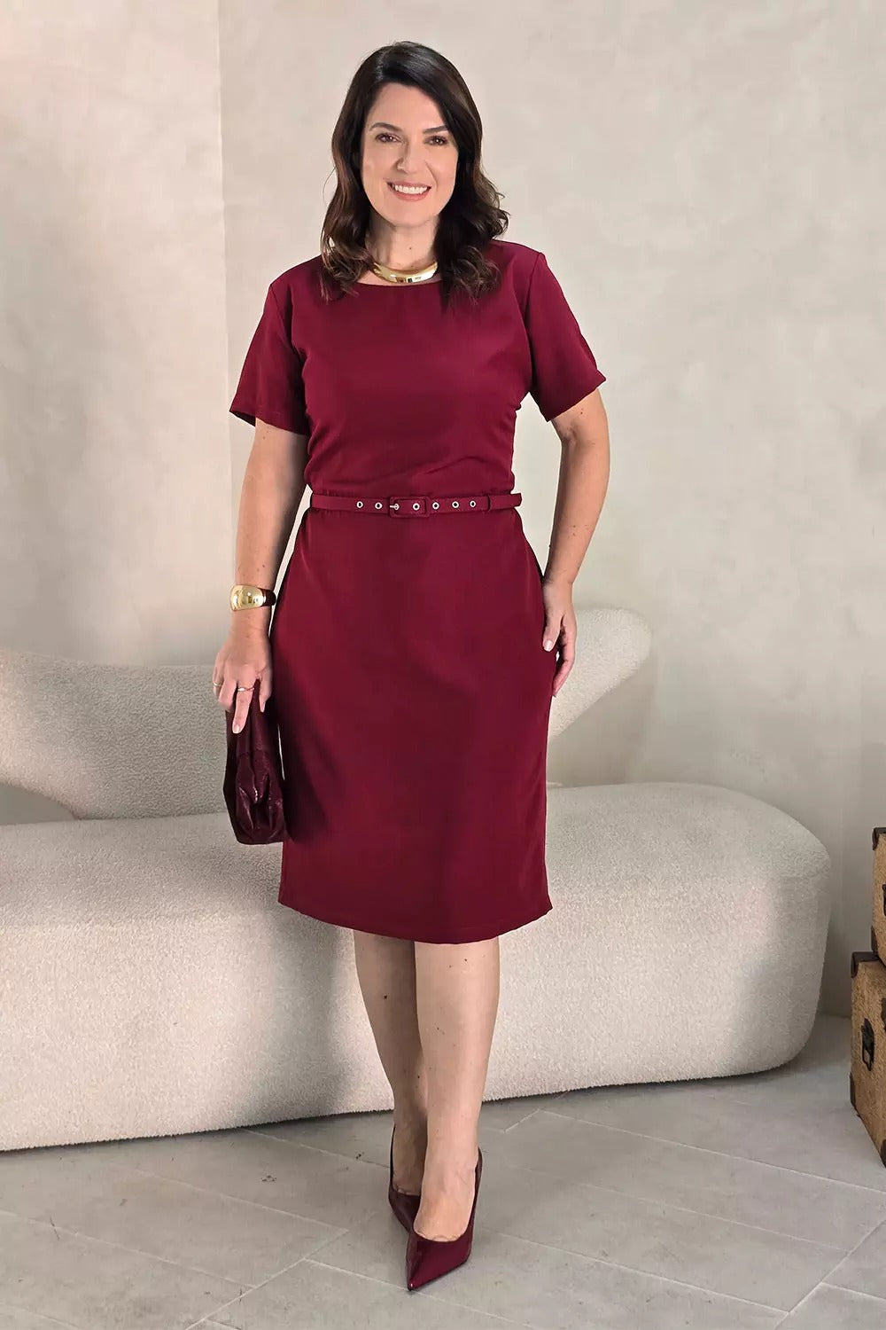 Vestido Tubinho com Cinto