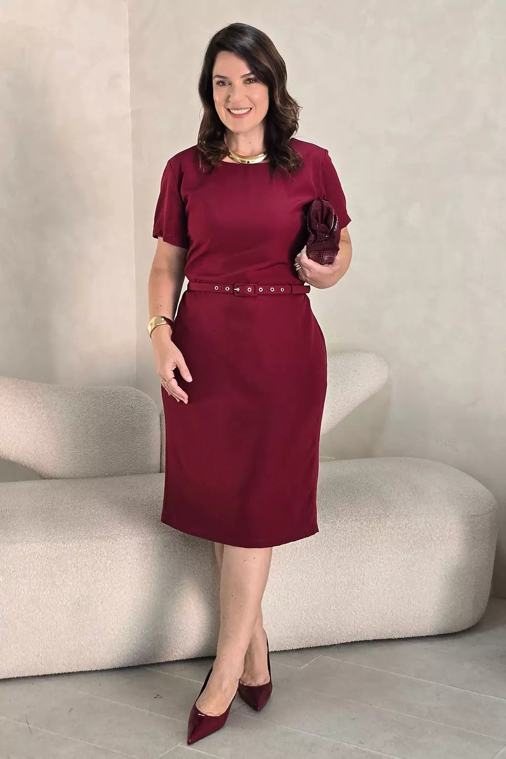 Vestido Tubinho com Cinto